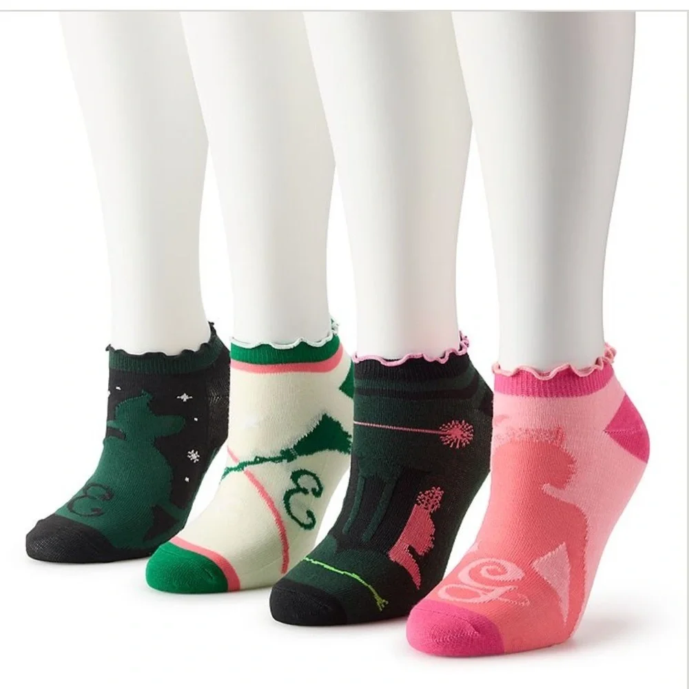 Wicked Women's Socks Set of 4 - Black, Green, White, Pink NWT